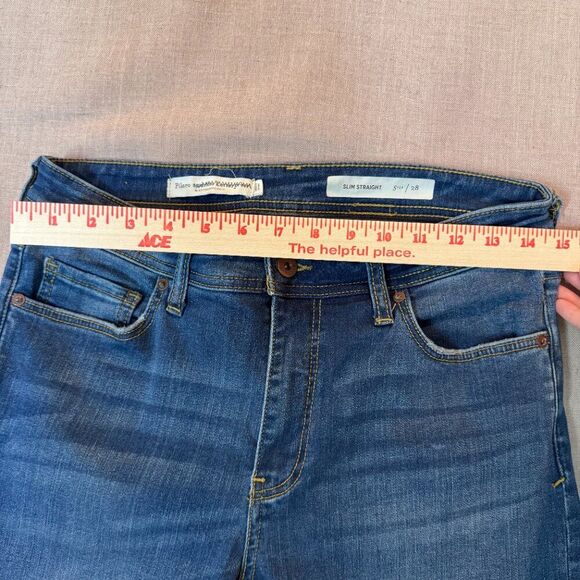 Pilcro by Anthropologie Slim Straight Jeans Women Size 28 Blue Raw Hem Medium - Picture 6 of 13